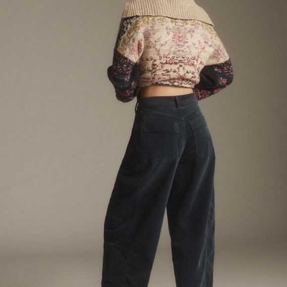 The Kenna Heritage Mid-Rise Barrel Jeans by Pilcro: Corduroy Edition, Navy, 30 - Picture 2 of 10